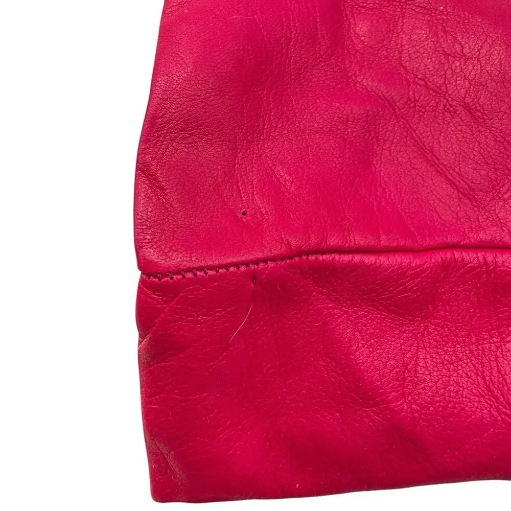 Sermoneta Women's‎ Bright Pink  Leather Cashmere Lined Made Italy Vtg Sz 7.5 EUC